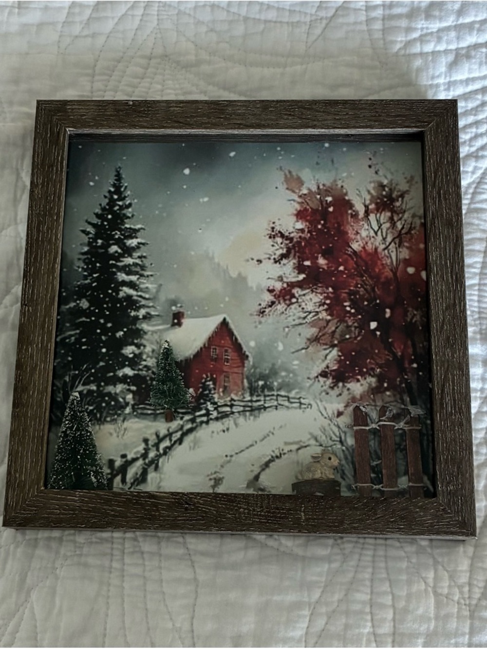 Winter Cottage Framed 3D Handmade Art